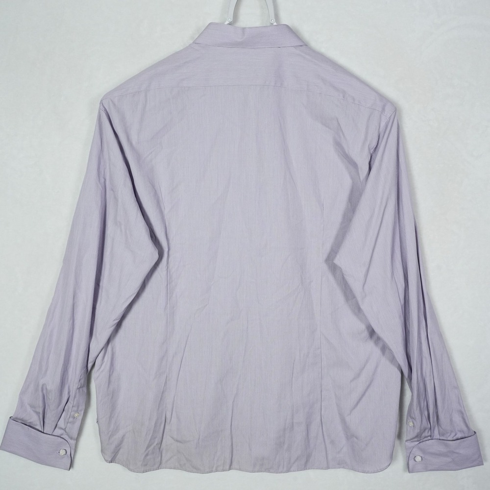 John Varvatos Slim Fit French Cuff Dress Shirt Mens 18 36/37 Lavender Stripe NWT - Picture 4 of 9